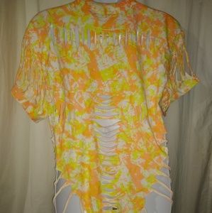 New XL neon orange vtg 80 tear wear swimsuit cover